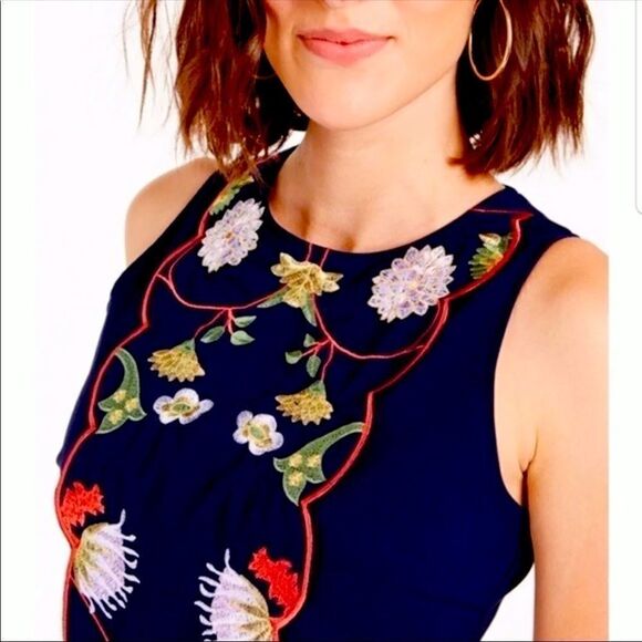 Foxiedox Iris Embroidered Dress In Navy Blue - Picture 4 of 5